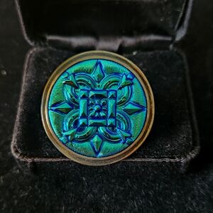 Amy K Russell Vintage Blue Glass Ring Size 11